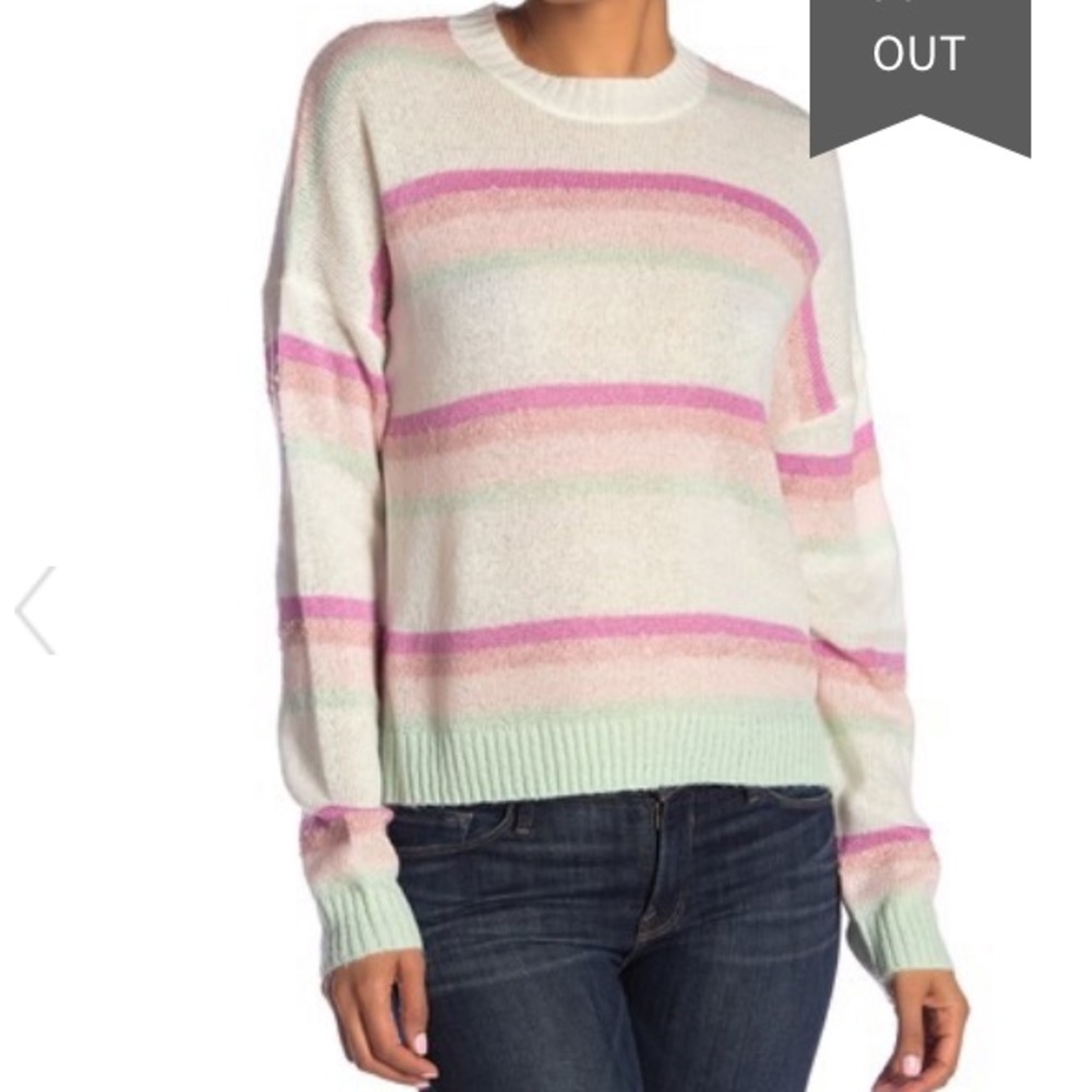 NEW Abound Knit Pastel Striped Lightweight Sweater Size XL